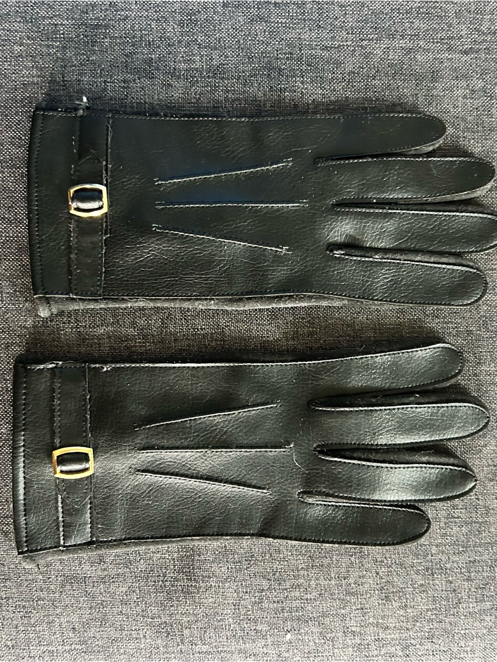 Classic Black Leather Womens Dress Gloves with Buckle Detail